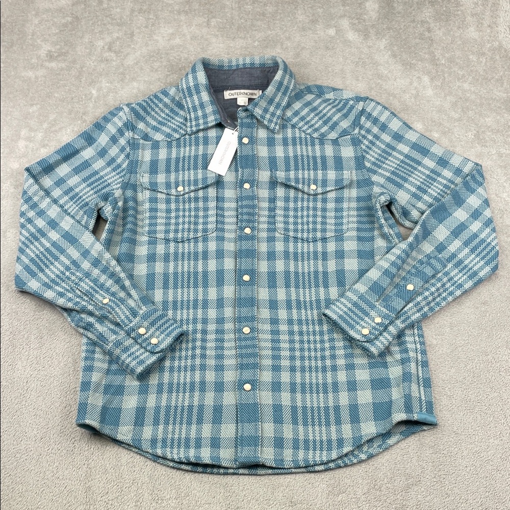NEW Outerknown S Men's 100% Organic Cotton Blue Womens M/L Blanket Shirt Shacket